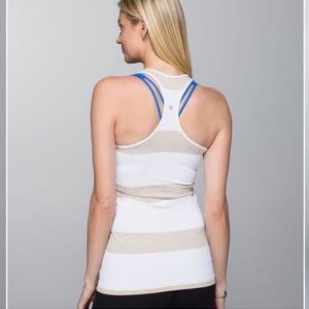 Lululemon Cool Racerback Tan & White Size 2 - Picture 2 of 8